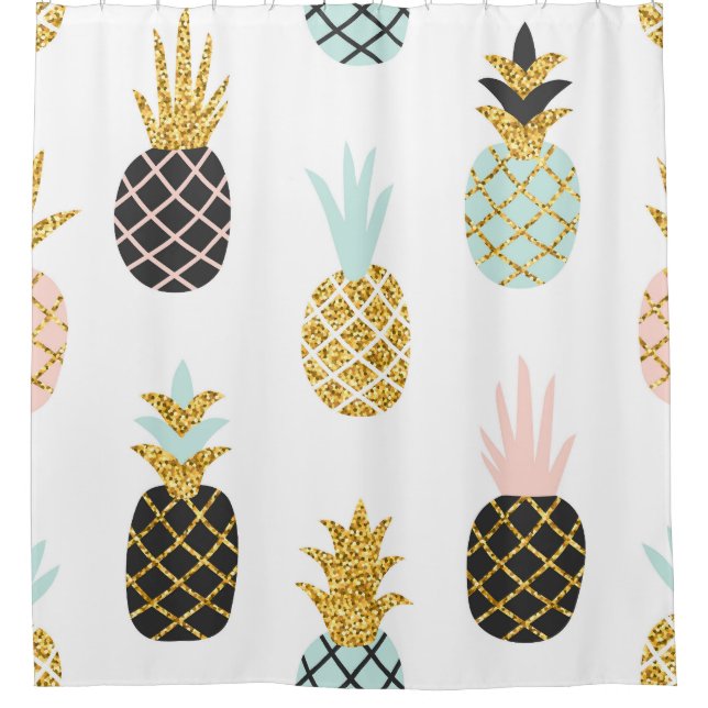 Pineapple with gold glitter, creative pattern. (Front)