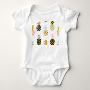 Pineapple with gold glitter, creative pattern. baby bodysuit