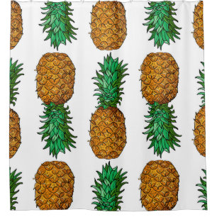 Pineapple with leaves. Seamless pattern with tropi