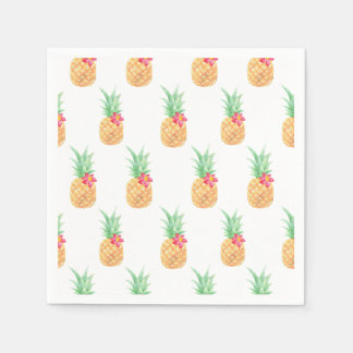 Pineapple with Pink Flower Seamless Pattern Napkin