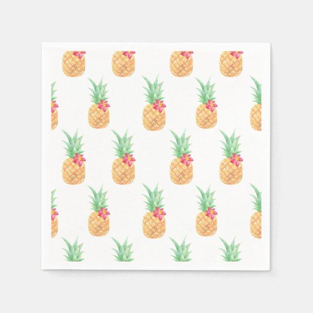 Pineapple with Pink Flower Seamless Pattern Napkin (Front)