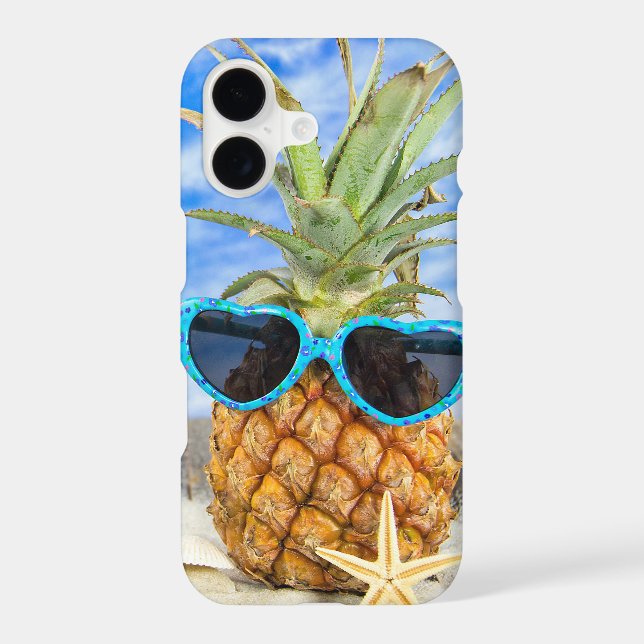 pineapple with sunglasses  in sand (Back)