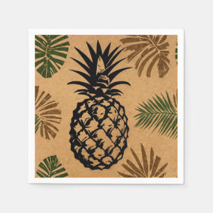 Pineapple with Tropical Leaves Napkin