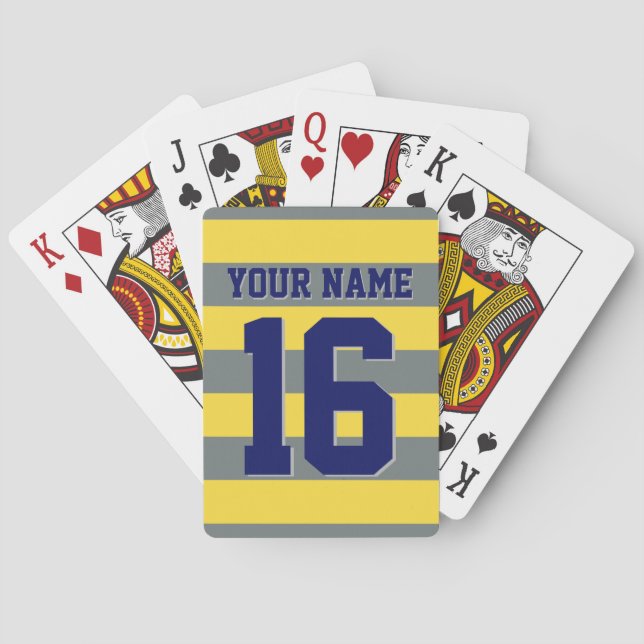 Pineapple Yellow Charcoal Navy Team Jersey Stripe Playing Cards (Back)