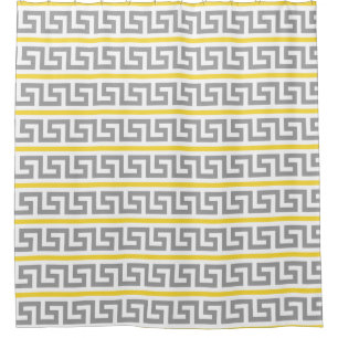 Pineapple Yellow Dk Grey Wht Greek Key Pattern #1