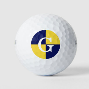 Pineapple Yellow Navy Blue LG Chequered Monogram Golf Balls