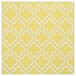 Pineapple Yellow, White Moroccan Quatrefoil #6 Fabric