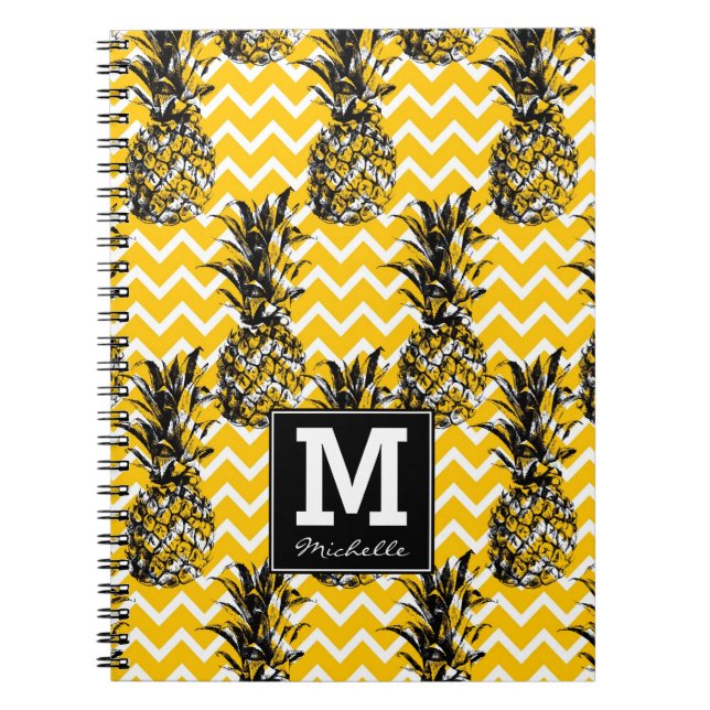 Pineapple Zigzags | Monogram Notebook (Front)