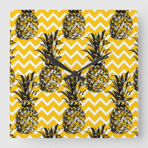 Pineapple Zigzags Square Wall Clock