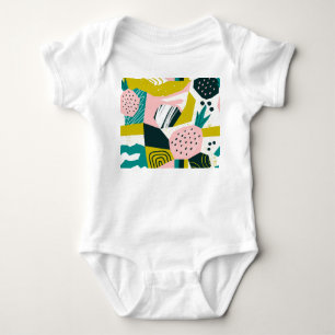 Pineapples Abstract: Colorful Seamless Patchwork Baby Bodysuit