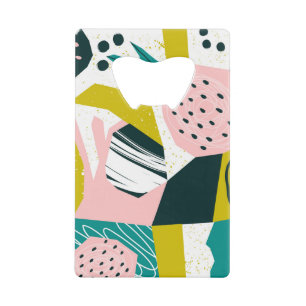 Pineapples Abstract: Colorful Seamless Patchwork Credit Card Bottle Opener