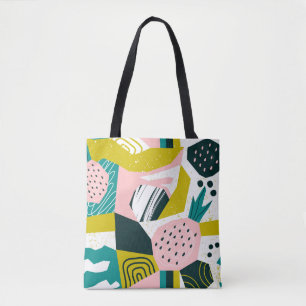 Pineapples Abstract: Colorful Seamless Patchwork Tote Bag