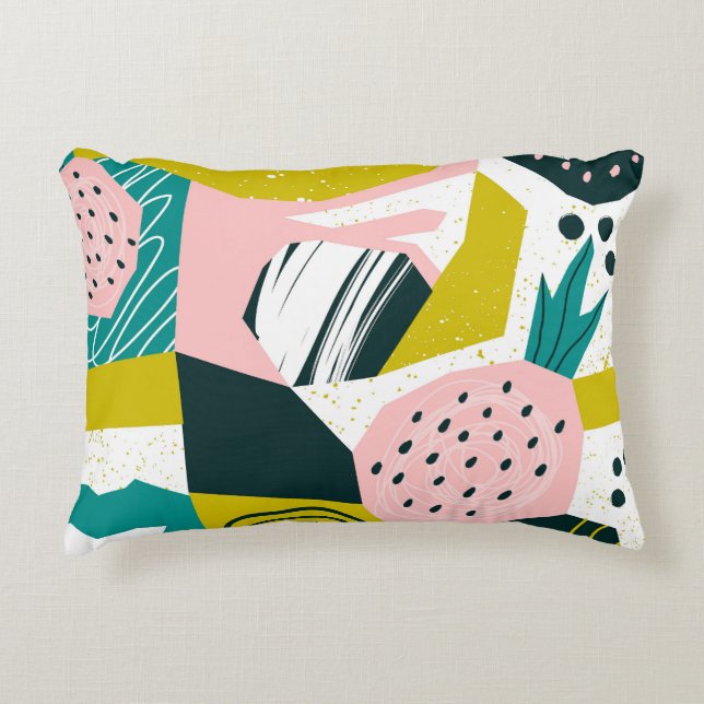 Pineapples Abstract: Colourful Seamless Patchwork Accent Pillow (Front)