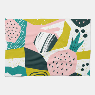 Pineapples Abstract: Colourful Seamless Patchwork Kitchen Towel