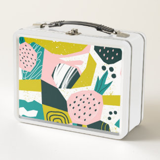 Pineapples Abstract: Colourful Seamless Patchwork Metal Lunch Box
