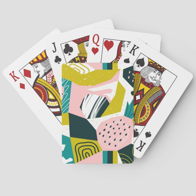 Pineapples Abstract: Colourful Seamless Patchwork Playing Cards (Back)