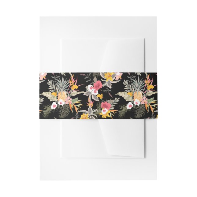 Pineapples and Tropical Flowers Invitation Belly Band (Front Example)