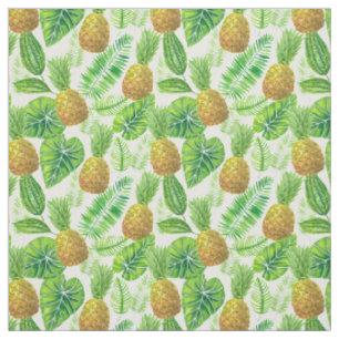 Pineapples and tropical leaves fabric