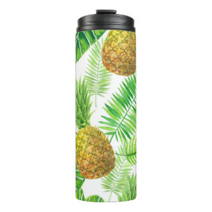 Pineapples and tropical leaves thermal tumbler