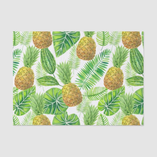 Pineapples and tropical leaves tissue paper (Front)