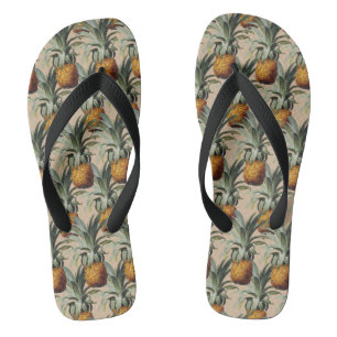 Pineapples Beach Sand Tan Background Flip Flops