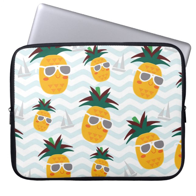Pineapples, boat: cute ocean pattern. laptop sleeve (Front)