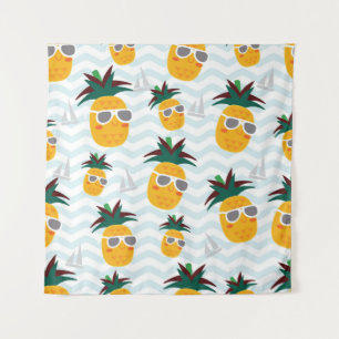 Pineapples, boat: cute ocean pattern. tapestry