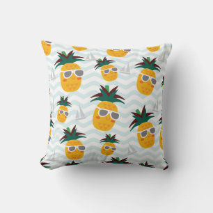 Pineapples, boat: cute ocean pattern. throw pillow