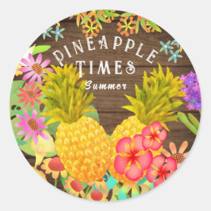 Pineapples classic round sticker