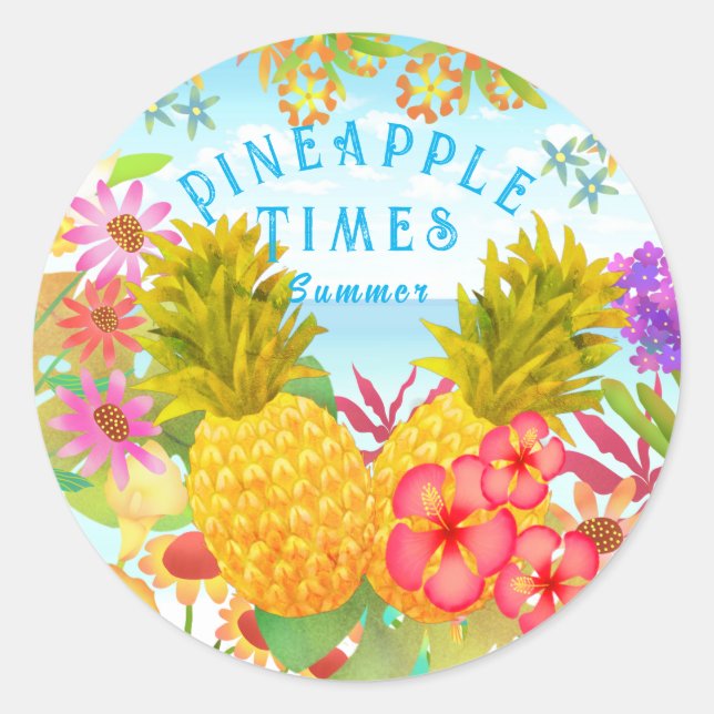 Pineapples  classic round sticker (Front)