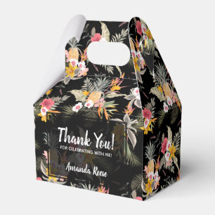 Pineapples Flowers on Black Gable Favor Box