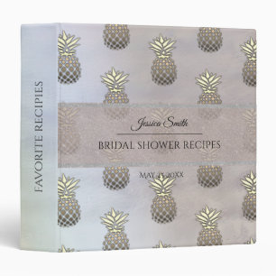 Pineapples holographic bridal shower recipe binder