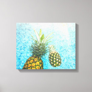 Pineapples in Swimming Pool Canvas Print