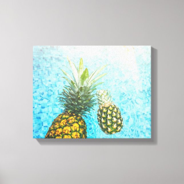 Pineapples in Swimming Pool Canvas Print (Front)