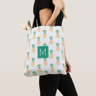 Pineapples Monogrammed Tote Bag