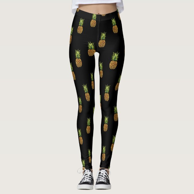 Pineapples on black leggings (Front)