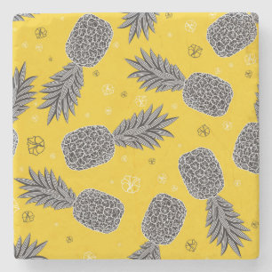 Pineapples On Gold 2 Stone Coaster