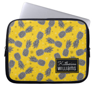 Pineapples On Gold Add Your Name Laptop Sleeve