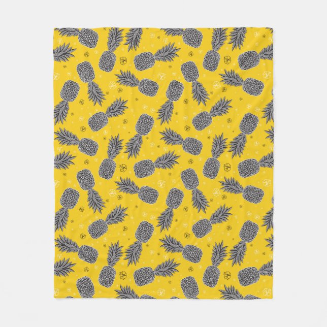Pineapples On Gold Fleece Blanket (Front)