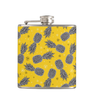 Pineapples On Gold Hip Flask