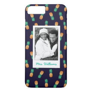 Pineapples On Navy Add Your Photo & Name Case-Mate iPhone Case