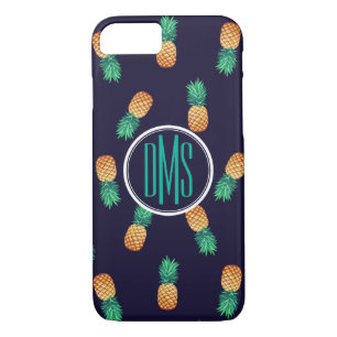 Pineapples On Navy   Monogram iPhone 8/7 Case