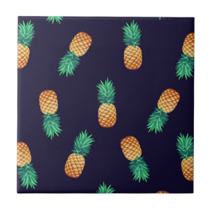 Pineapples On Navy Tile