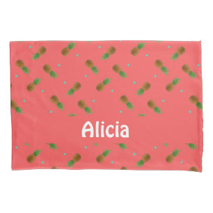 Pineapples on pink pillowcase