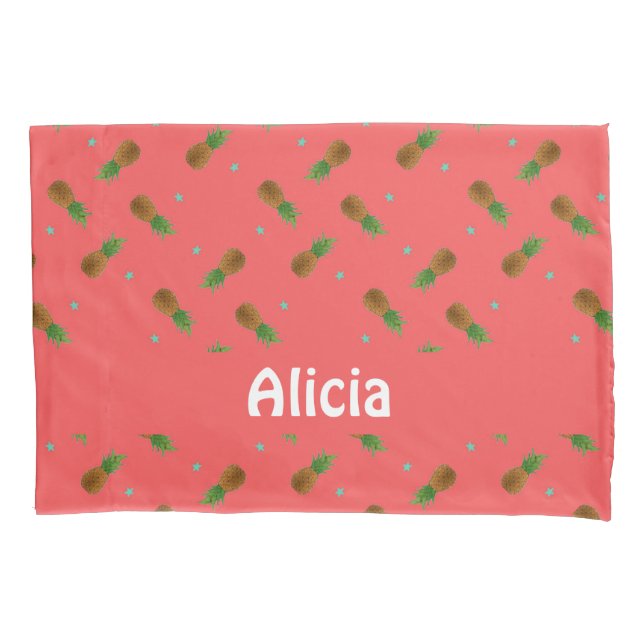 Pineapples on pink pillowcase (Front)