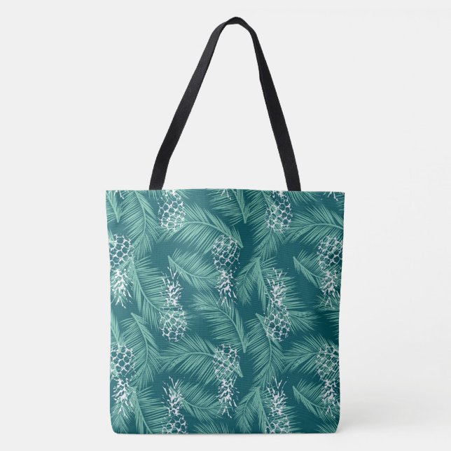 Pineapples on Teal Tote Bag (Front)