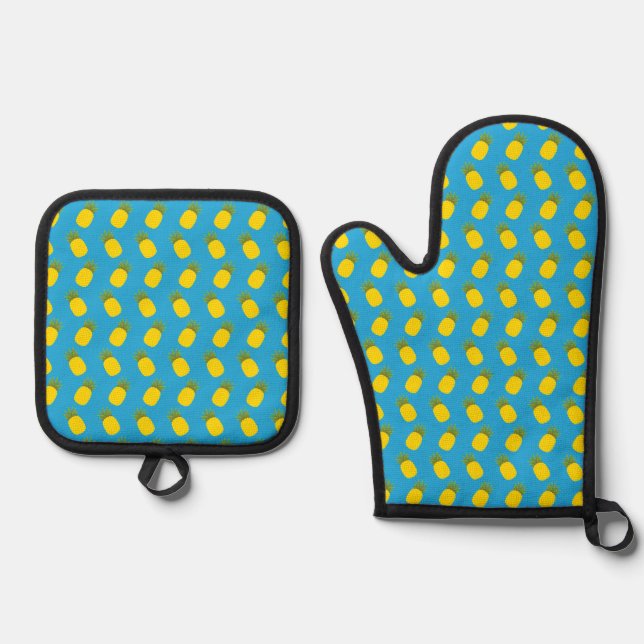 Pineapples Oven Mitt & Pot Holder Set (Front)