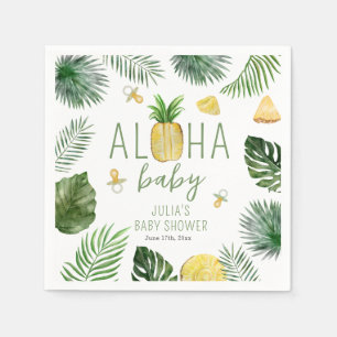 Pineapples & Pacifiers Aloha Baby Shower Green Napkin