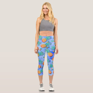 Pineapples. Paint. Party. Capri Leggings