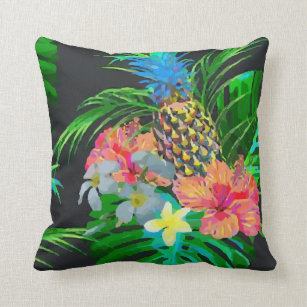 Pineapples Palm Beach Leaves Throw Pillow